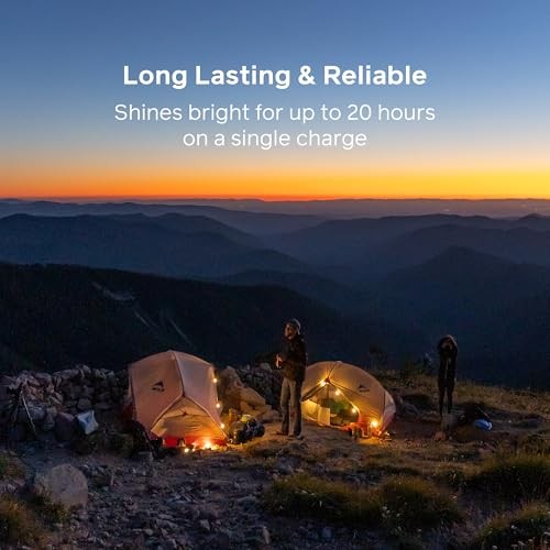Solar String Rechargeable, Solar String Lights for Camping, 18-Foot Warm White
