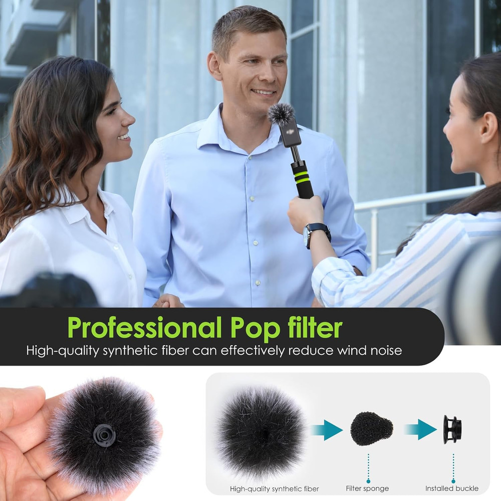 Furry Pop Filter Compatible with DJI MIC Wireless Lavalier Microphone, Windscree