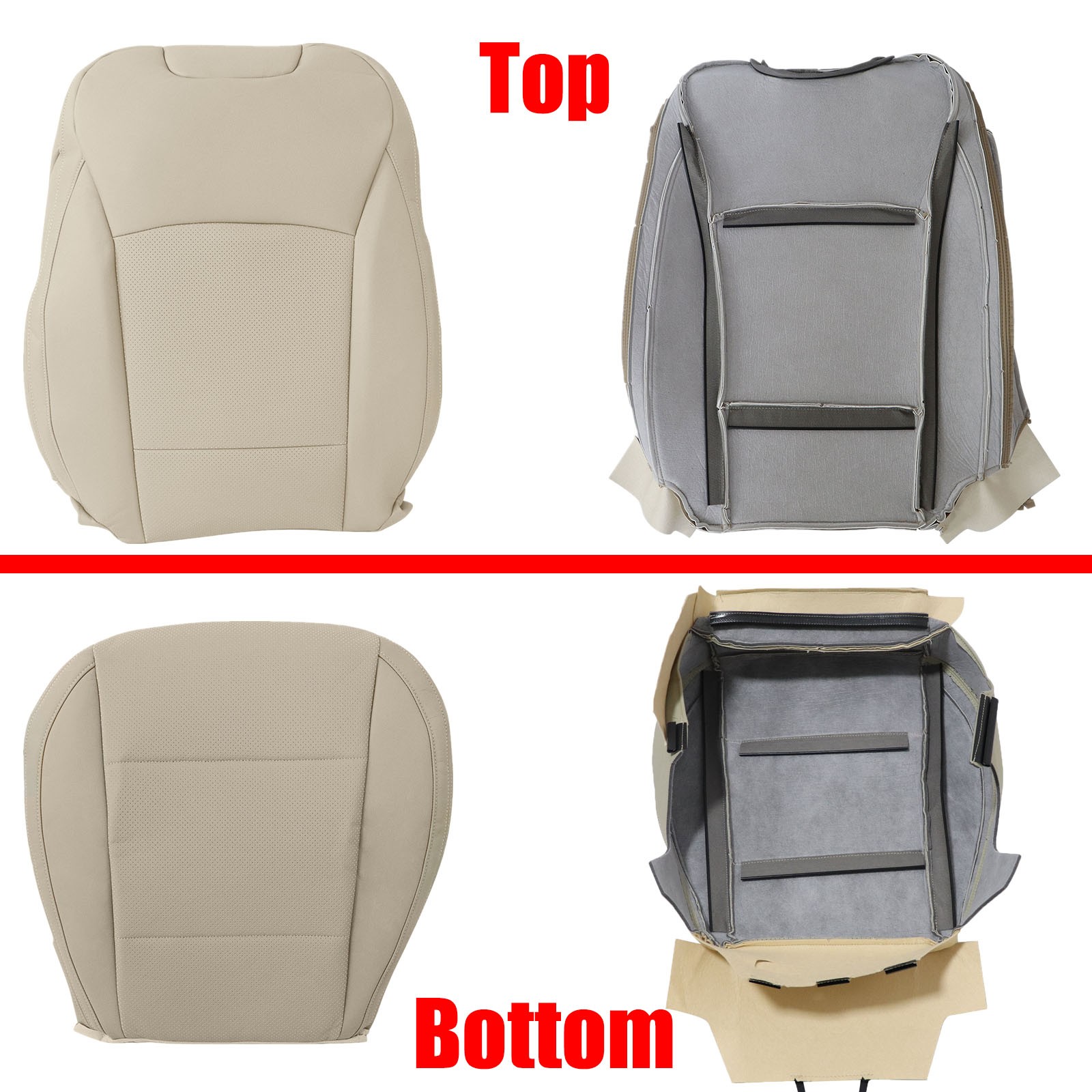 Front Bottom/Top Seat Cover Leather Tan For 2015-2019 Subaru Legacy Outback Tan