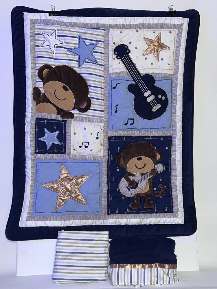 Carters 3Pcs Rock star Monkey Crib Bedding - see details 🌟