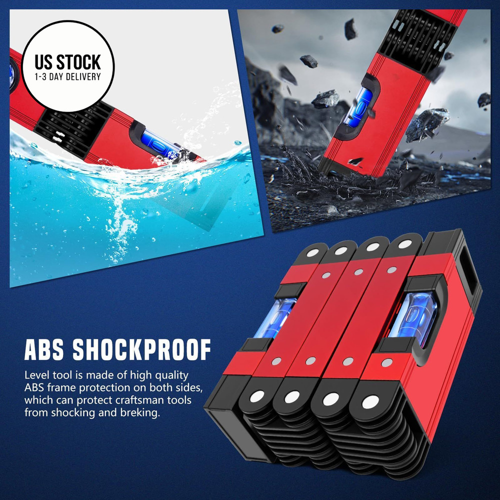 DIKTALK 28 Inch Folding Level, Multi-Angle Precision Leveler with Red