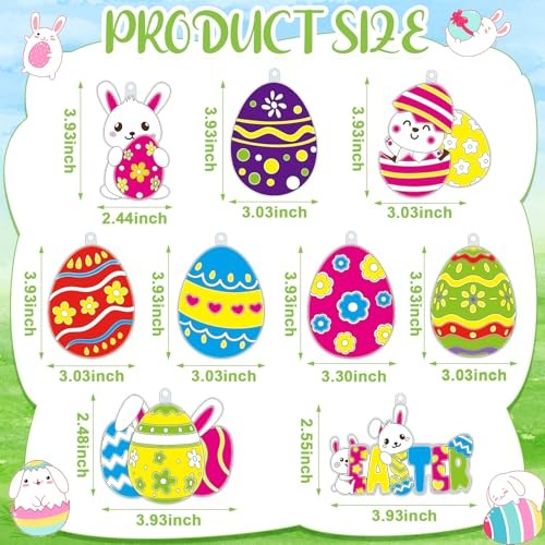 36 Sets Easter Crafts Kit Suncatchers DIY Easter Egg Window Hanging Ornaments