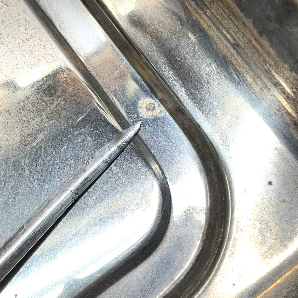 VTG 19" Tarnished Silver Plated Rectangular Butler Serving Tray Pierced Gallery