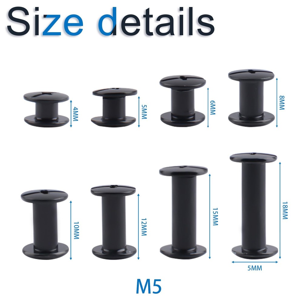 Black Chicago Screws Assorted Kit 110 Sets 8 Sizes Round Flat Head Rivets