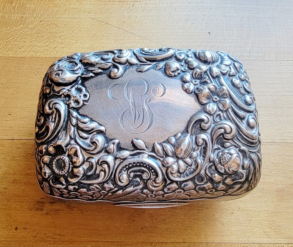 Antique Gorham Sterling Silver Repousse Soap Box