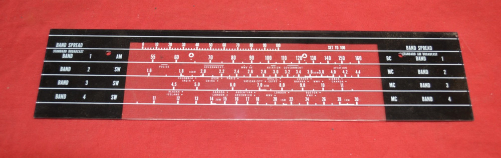 NEW Vintage FACEPLATE FOR  Radio Reciever  * 1 AM AND 3 SW BANDS *