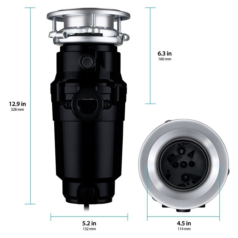 1/2 HP Garbage Disposal Continuous Feed Anti-Jam Bio-Shield Compact Design New
