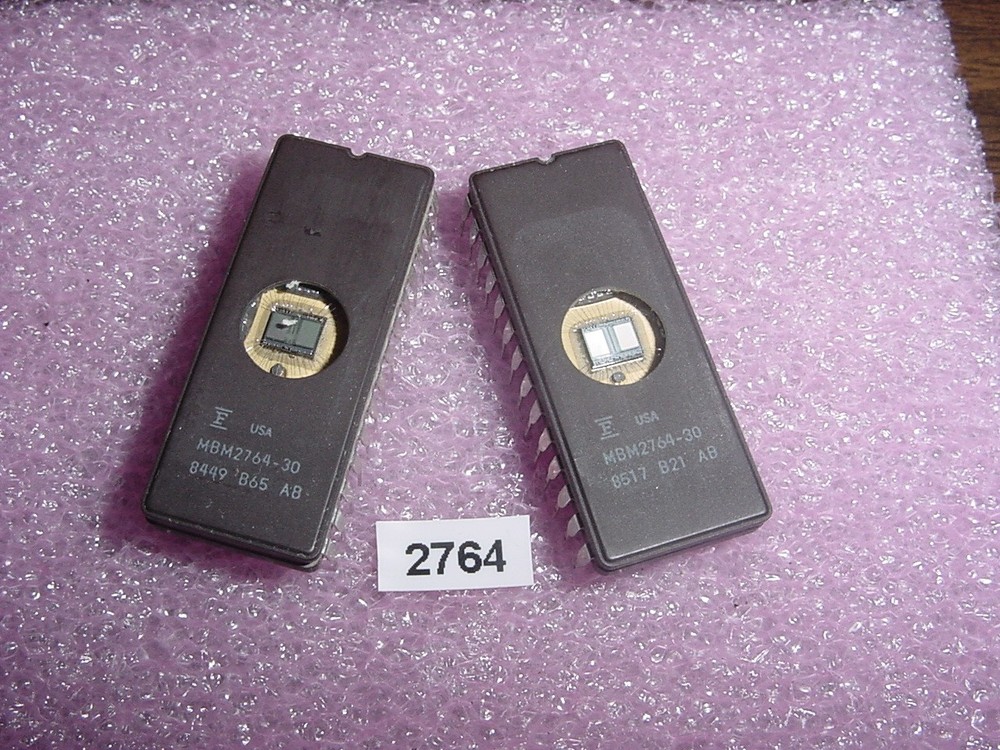 D 2764, E prom, 2 Pcs, 28 Pin, Cleaned, Erased, Blank Checked, Quick Safe Ship!