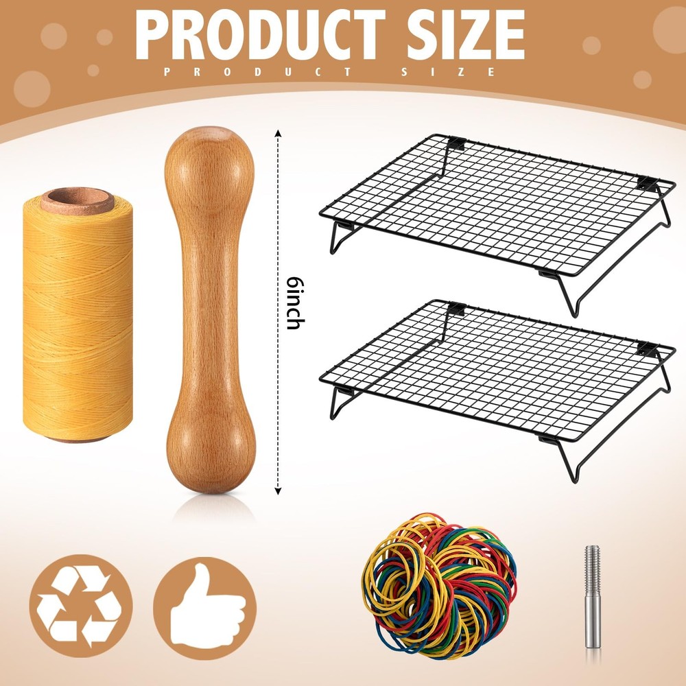 Tie Dye Tool Set w/ Sinew Puller Wax Thread Rubber Bands Silicone Pad DIY