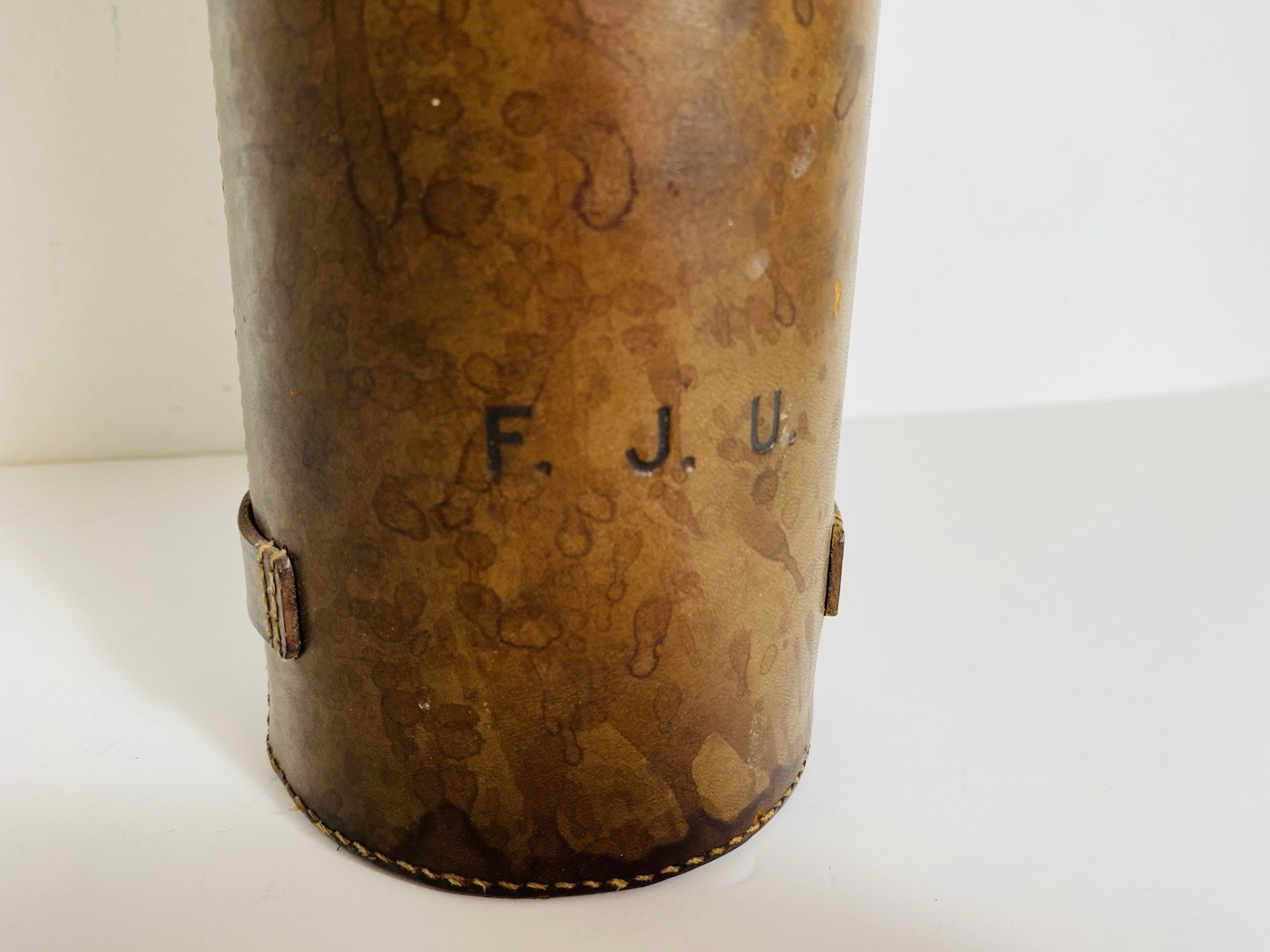 Antique leather scroll case / document tube W & J Milne Edinburgh