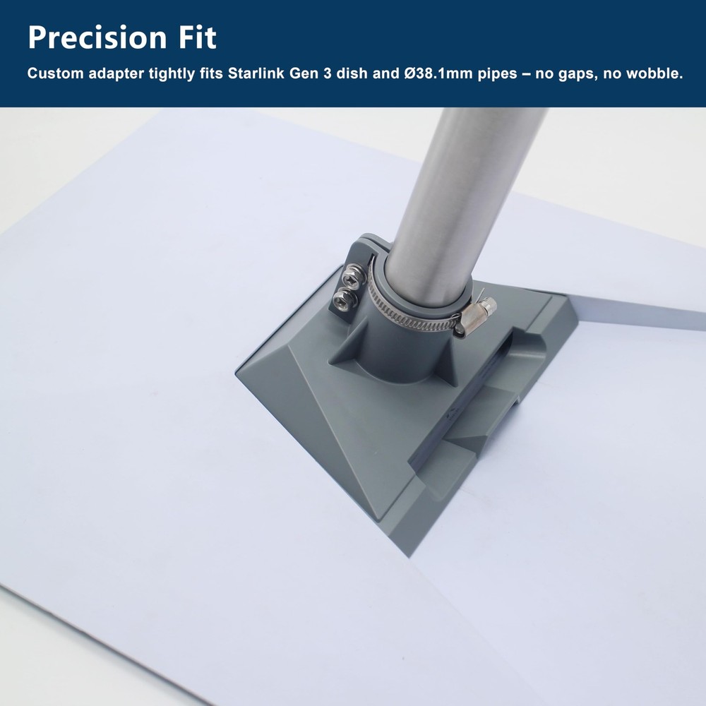 Starlink Gen 3 Wall Mount Kit Adjustable Include Pipe Adapter Tilted 20°, Sta...