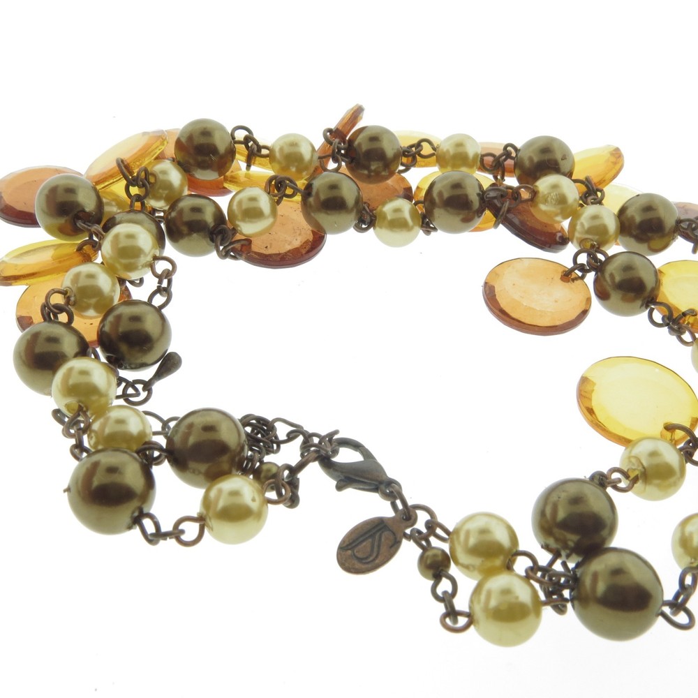 Vintage Lucite Dangles Necklace Double Strand signed JS