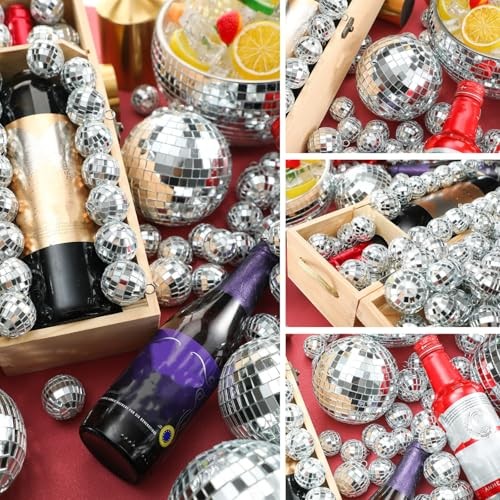 100 Pcs Mirror Disco Balls Bulk Assorted Silver Hanging Disco Ball Decor for