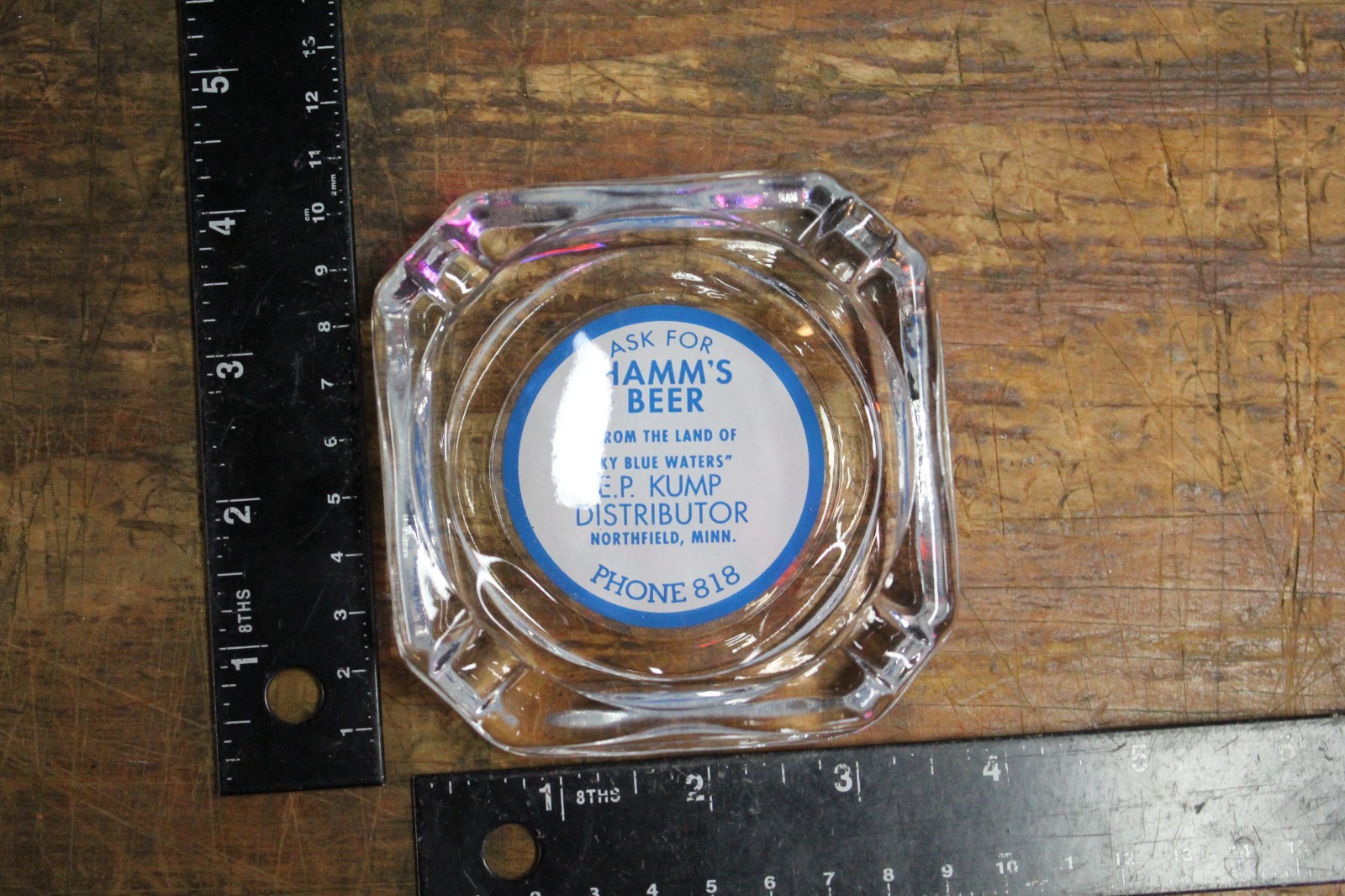 SCARCE 1950s HAMM'S BEER GLASS BAR ASHTRAY KUMP DRINK NORTHFIELD MINNESOTA BREW