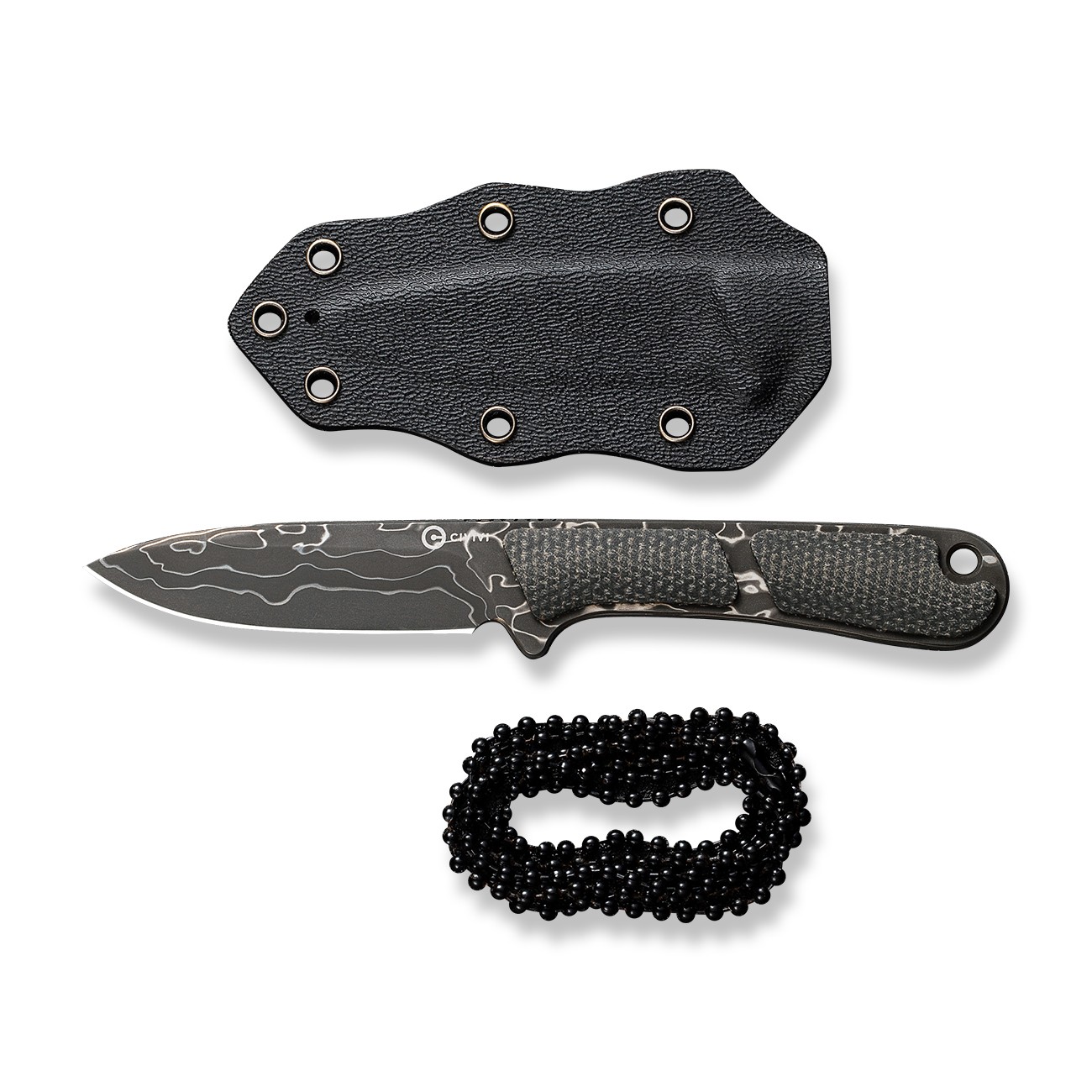 Civivi Knives Mini Elementum C23010DS1 Canvas Micarta Damascus Fixed Blade Knife