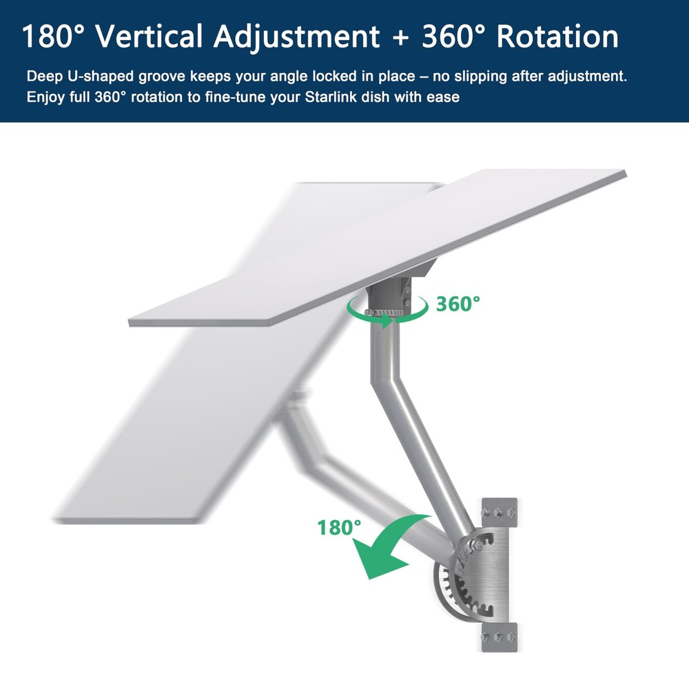Starlink Gen 3 Wall Mount Kit Adjustable Include Pipe Adapter Tilted 20°, Sta...
