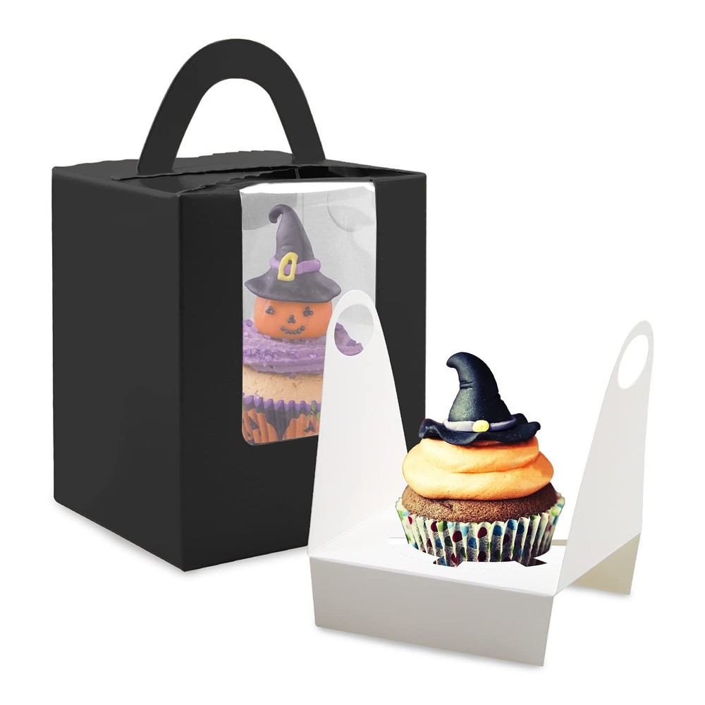 30 Pack Portable Cupcake Boxes Individual Cupcake Containers with Handle