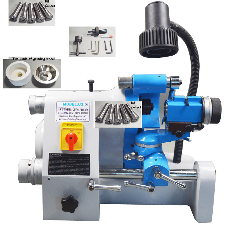U3 R8 Collet Universal Cutter Grinder Sharpener Drill Sharpening Machine 220V