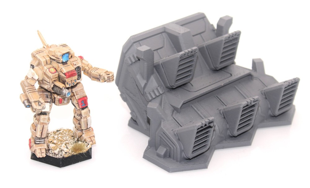 BattleTech Hexed Fighter Launch Building 3D Printed
