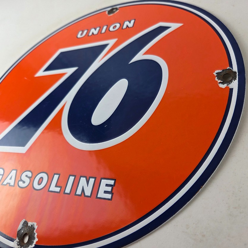 Vintage Union 76 Gasoline Sign - Porcelain Gas Motor Oil Service Pump Sign