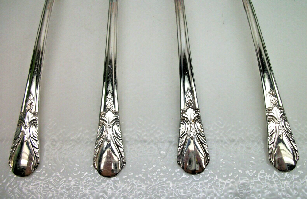 4 International Rogers AVALON Cabin Silverplate Solid Serving Spoons 1940