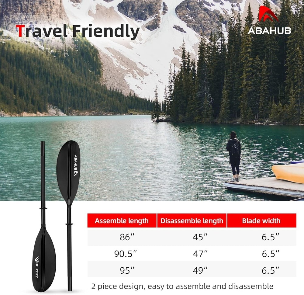 Detachable 2-Section Kayak Oar with Adjustable Blades - Energy-Efficient Design