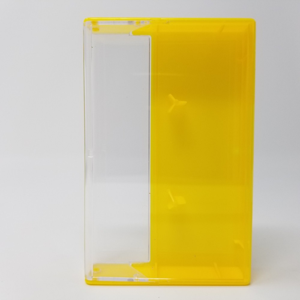 5 Cassette Tape Cases: Clear Front + Lemon Yellow Solid Back - Plastic