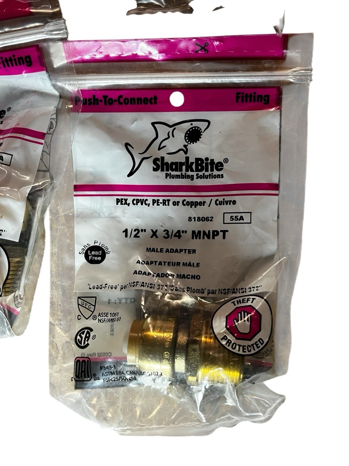10 SharkBite U116LFZ 1/2" X 3/4" MNPT Push-To-Fit Male Adapter Brass Fitting PEX