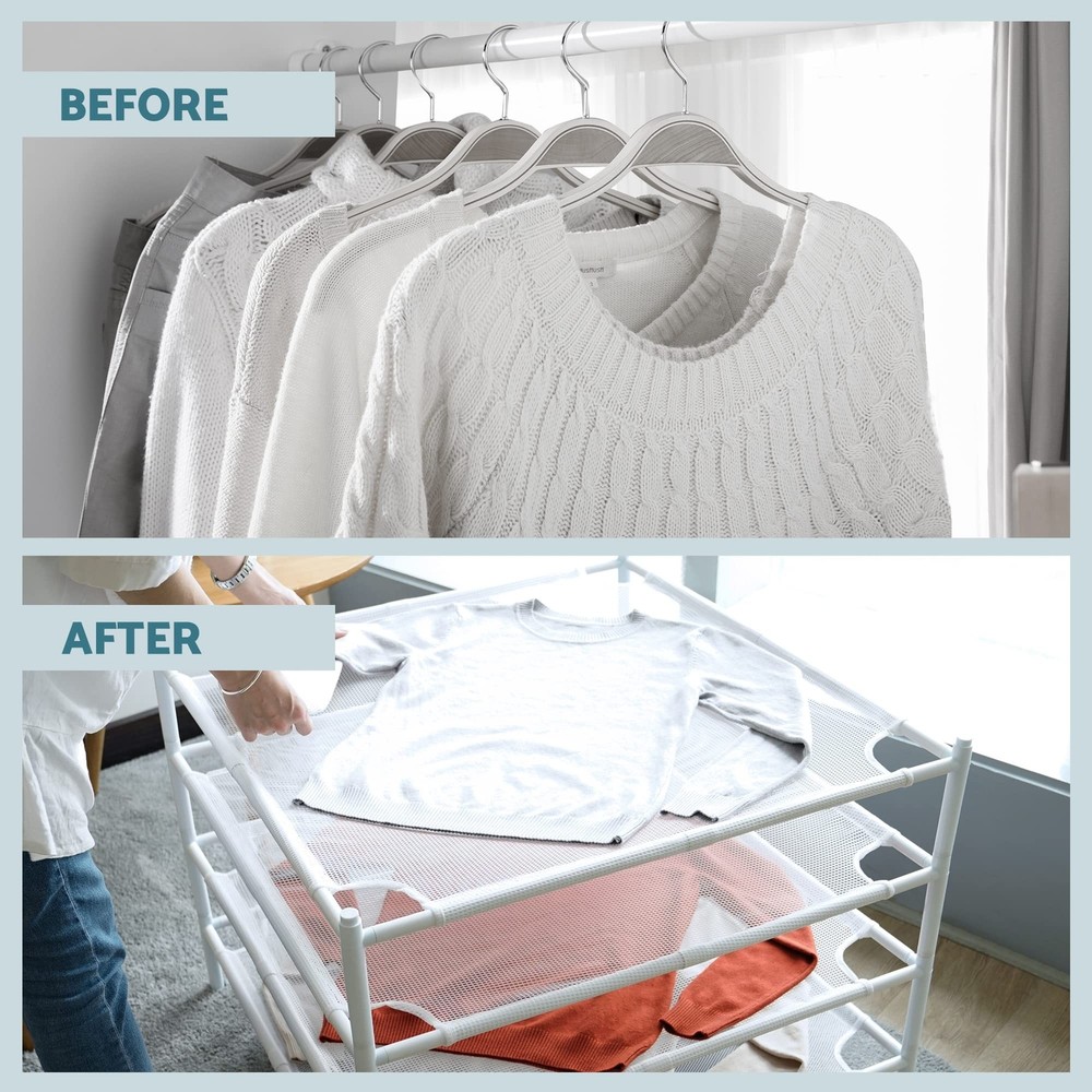 STORAGE MANIAC Sweater Drying Rack, Mesh Clothes Drying Rack, Stackable Laund...