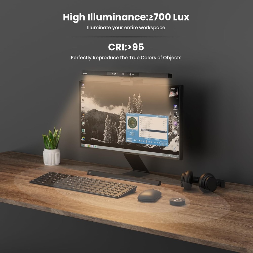 Monitor Light Bar with Remote Control, USB Computer Lamp, Black