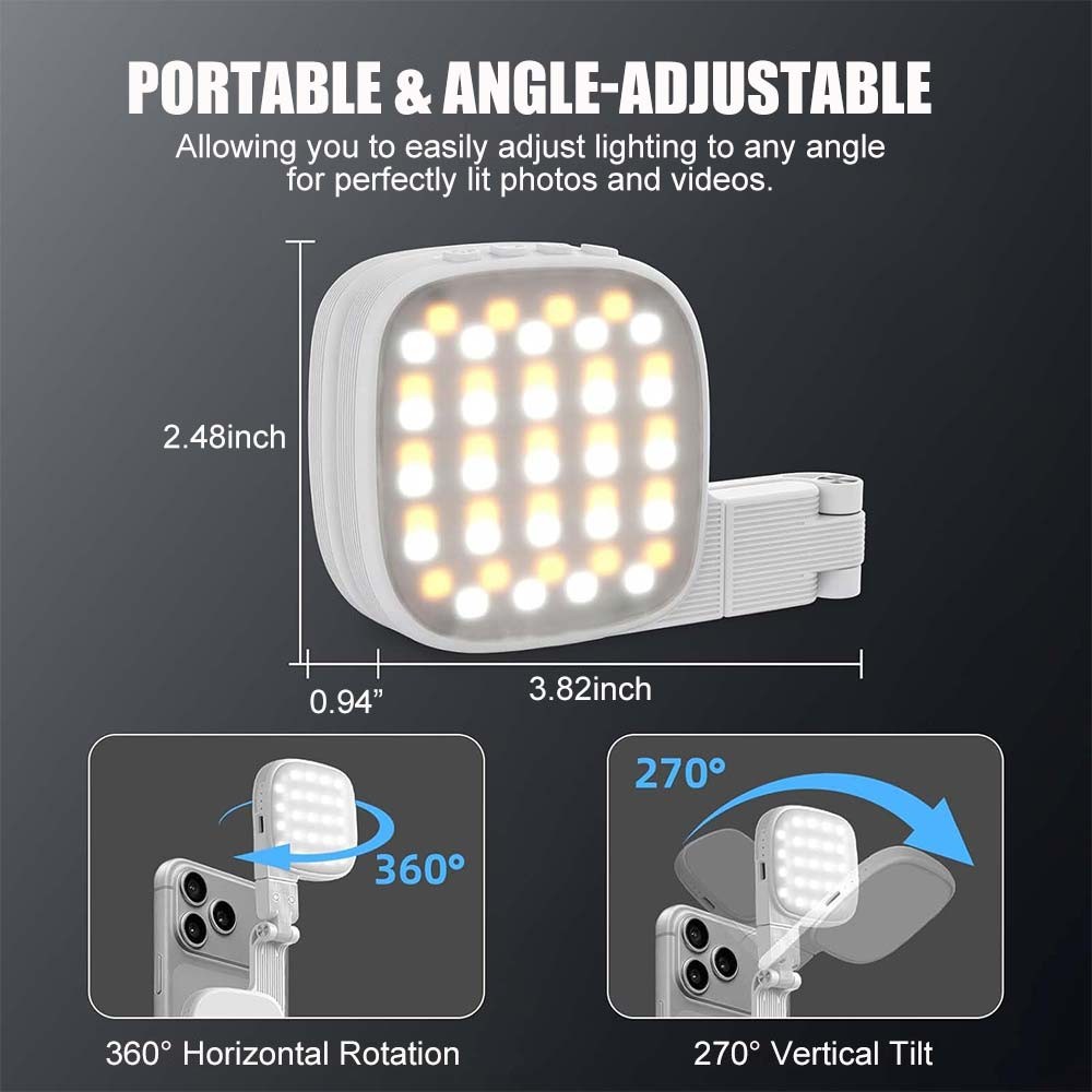 Magnetic Selfie Light + Mirror Rechargeable LED Fill Lights for iPhone Samsung