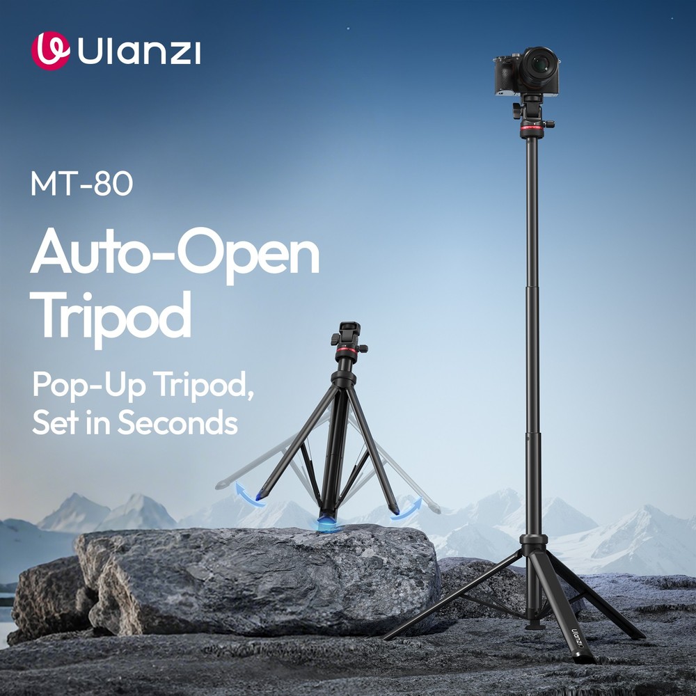 Ulanzi MT-80 Auto-Open Tripod 2m Light Stand 1/4" Mount for Camera Video