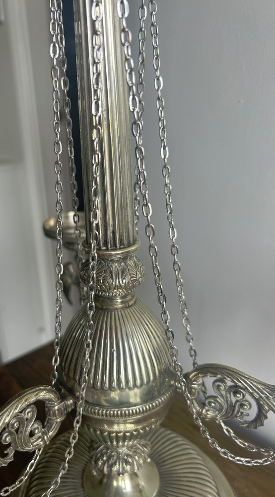 Antique Victorian Silver Plate Candelabra With Chains