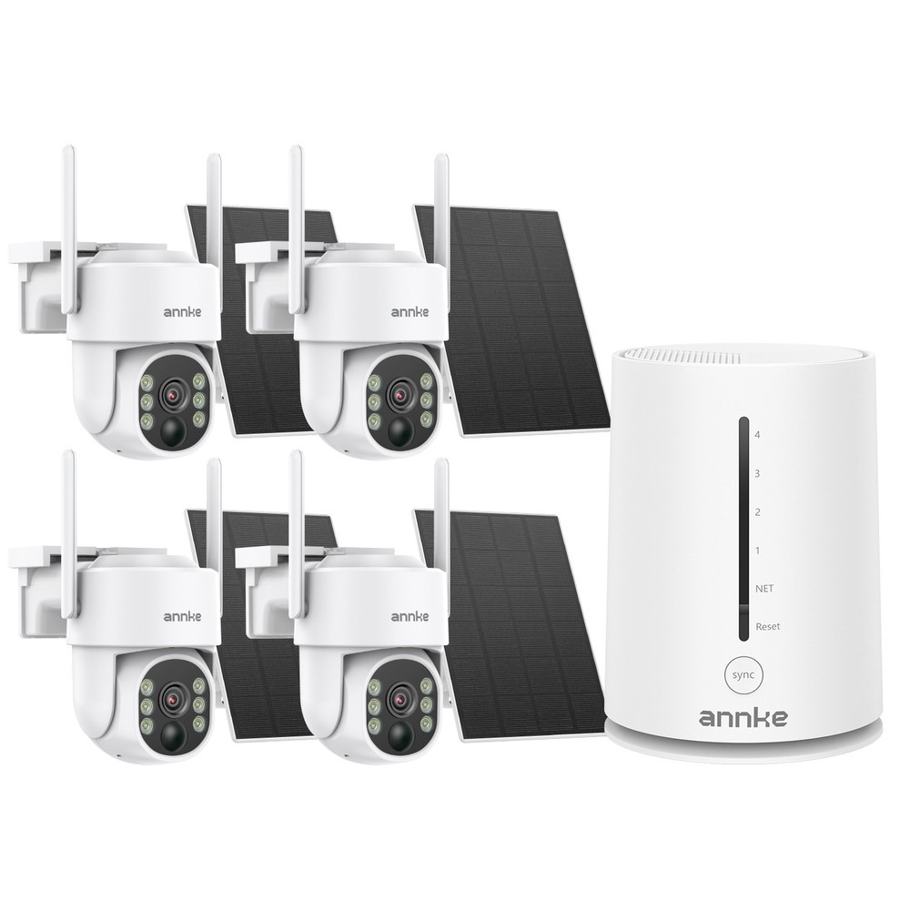 ANNKE 4MP Wireless Solar Battery Powered Security Camera System PT Color Night