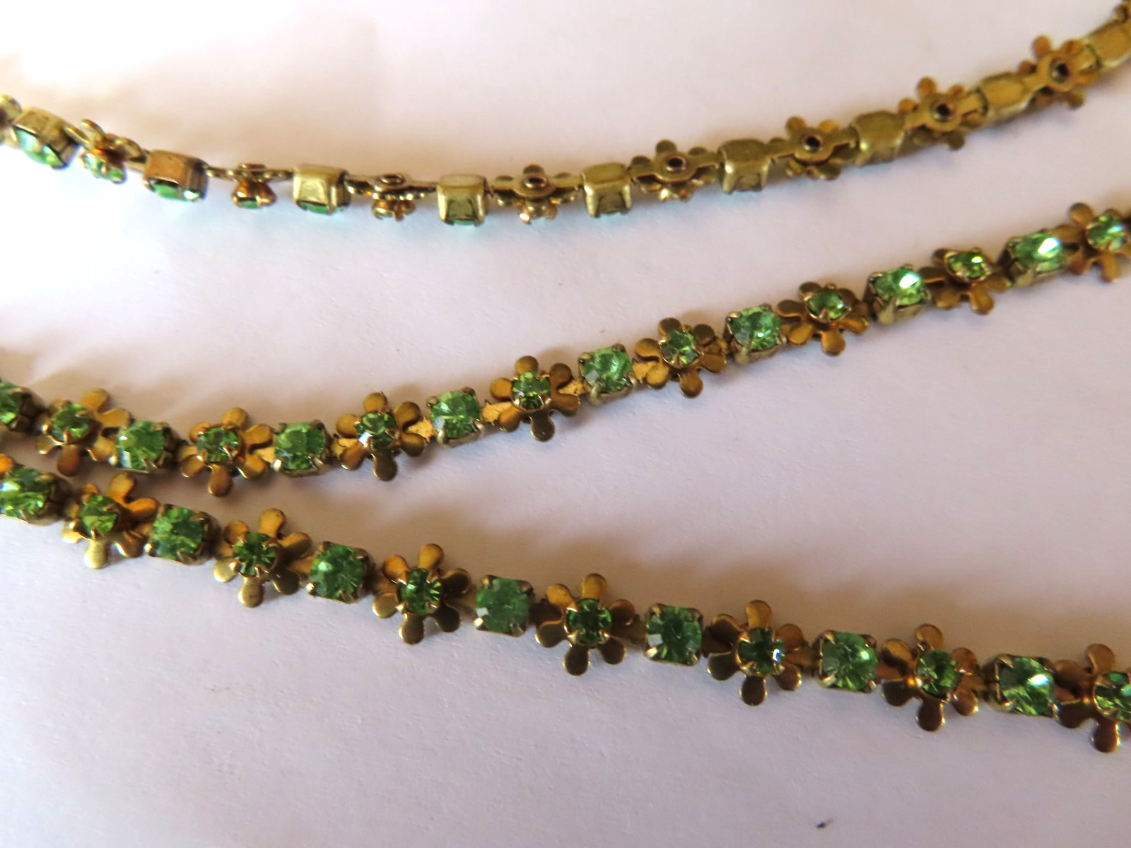 3 Feet Swarovski Rhinestone Brass Daisy Chain 24 & 18pp Peridot.