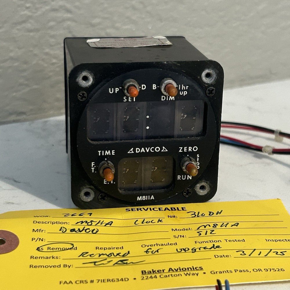 DAVCO M811A DIGITAL AIRCRAFT CHRONOMETER CLOCK TIMER + Yellow Tag