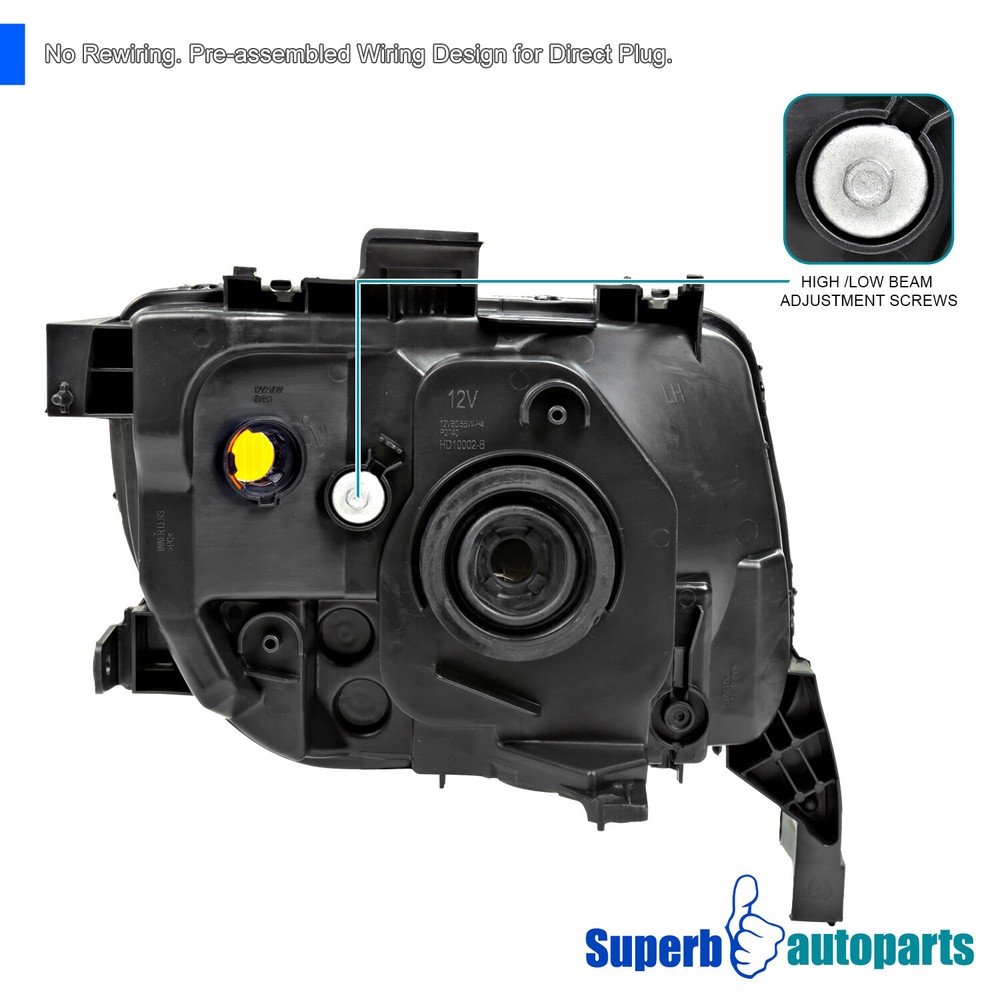 For 2003-2008 Honda Element Black Headlights OE style Replacement Left+Right