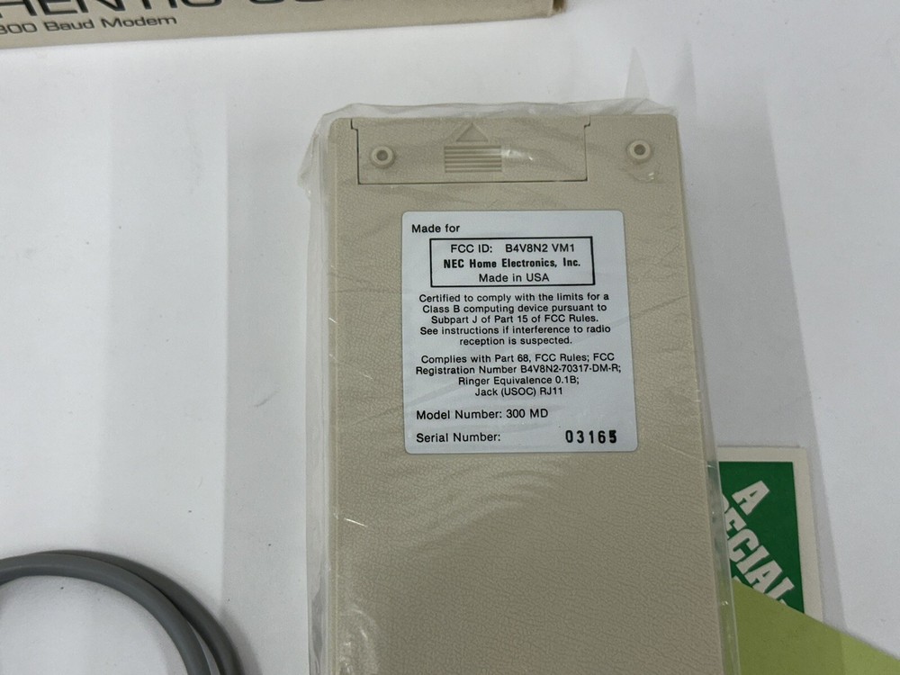 NEC Authentic 300 MD Inexpensive 300 Baud Modem And Cable