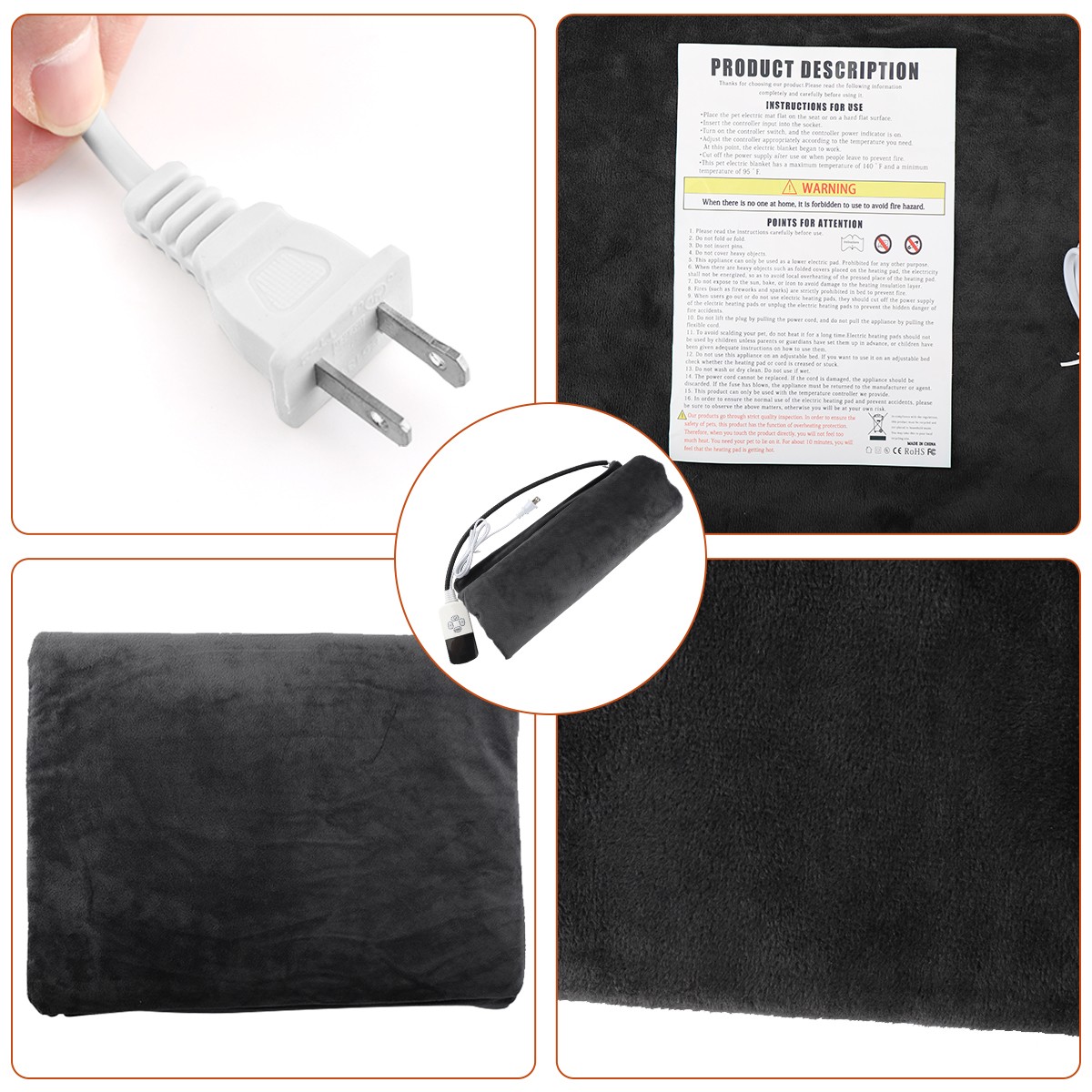 Waterproof Electric Heating Pad Heater Warmer Mat Bed Blanket For Pet Dog Cat US