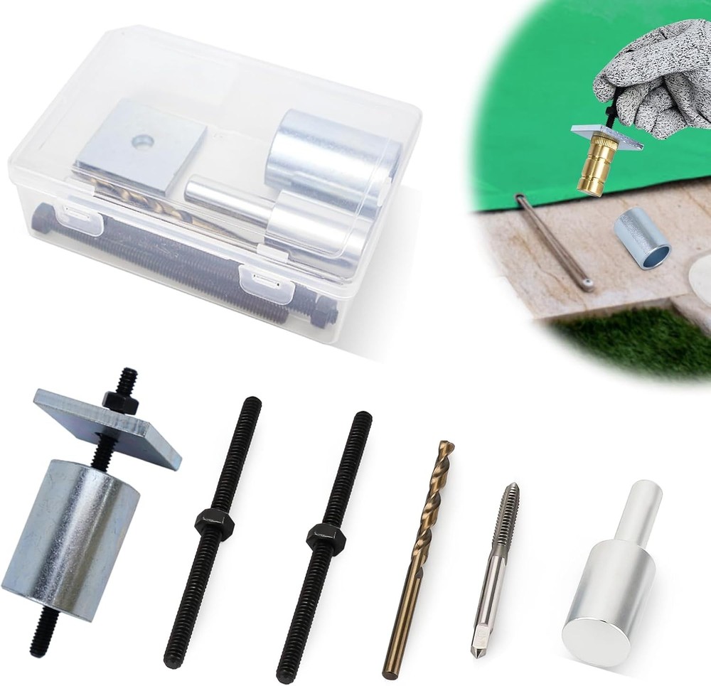 Pool Anchor Removal Tool Kit, 9-Piece Rethreading and Removing Brass Pool...