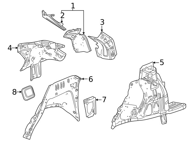 Genuine GM Driver Side Quarter Inner Panel 60003512