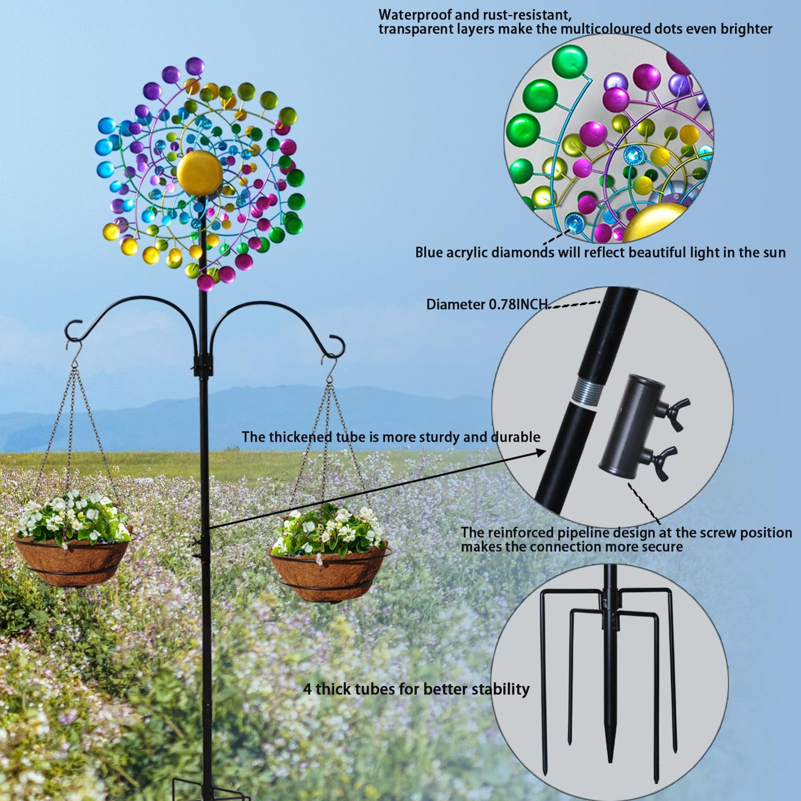 Wind Spinners Large Metal Outdoor Windmill Garden Spinner Yard Spinners Kinetic