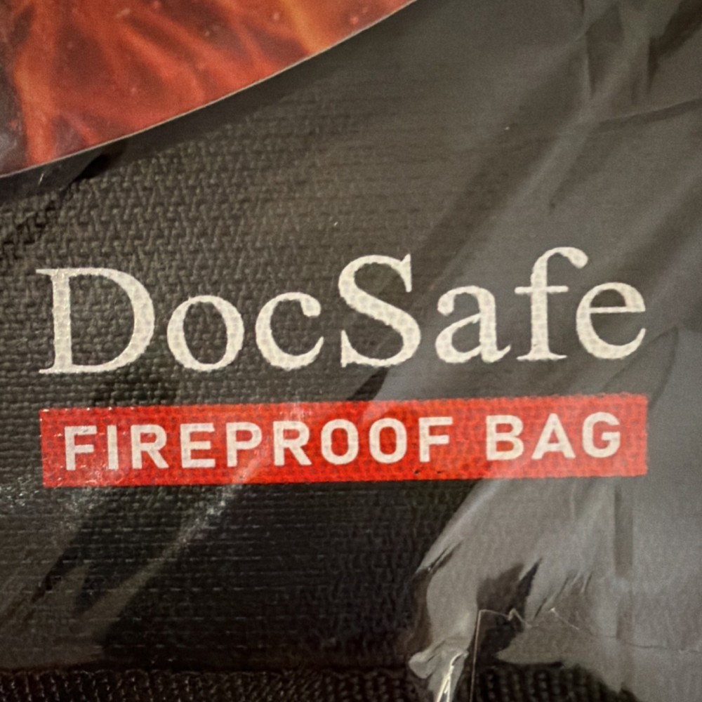 DocSafe Large Fireproof Waterproof Document Bag, 2 Pockets, Zipper, Black