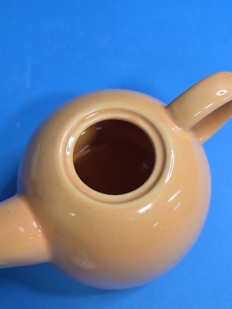 VINTAGE TEA FOR ONE STACKABLE SET ORANGE WHITE CERAMIC TEAPOT MUG CUP RETRO MCM