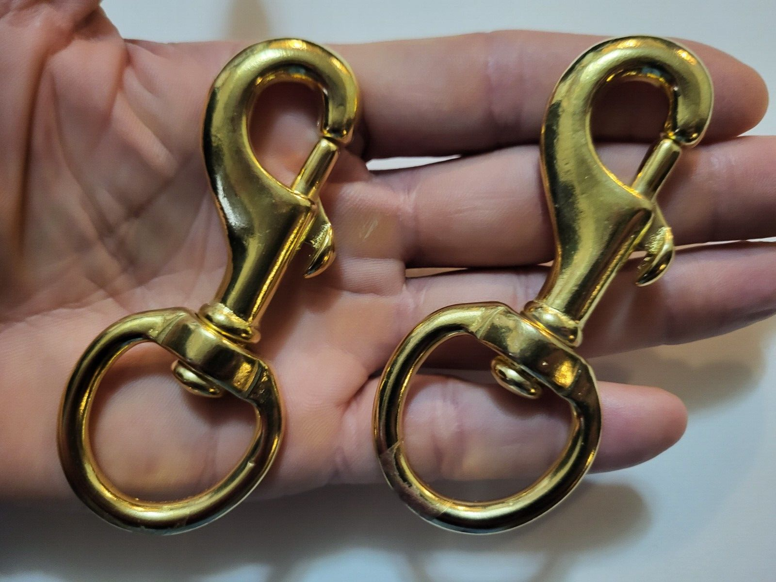 3 5/8" Heavy Duty Solid Brass Swivel Eye Snap Large 1" round Eye (2 Pack) SWL 96