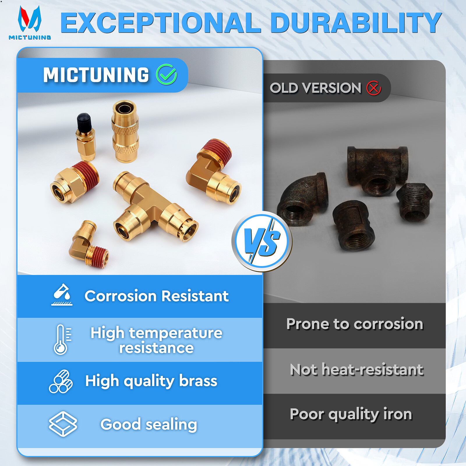 MICTUNING 43PCS Brass DOT Air Brake Line Fittings Assortment Air Hose Repair Kit