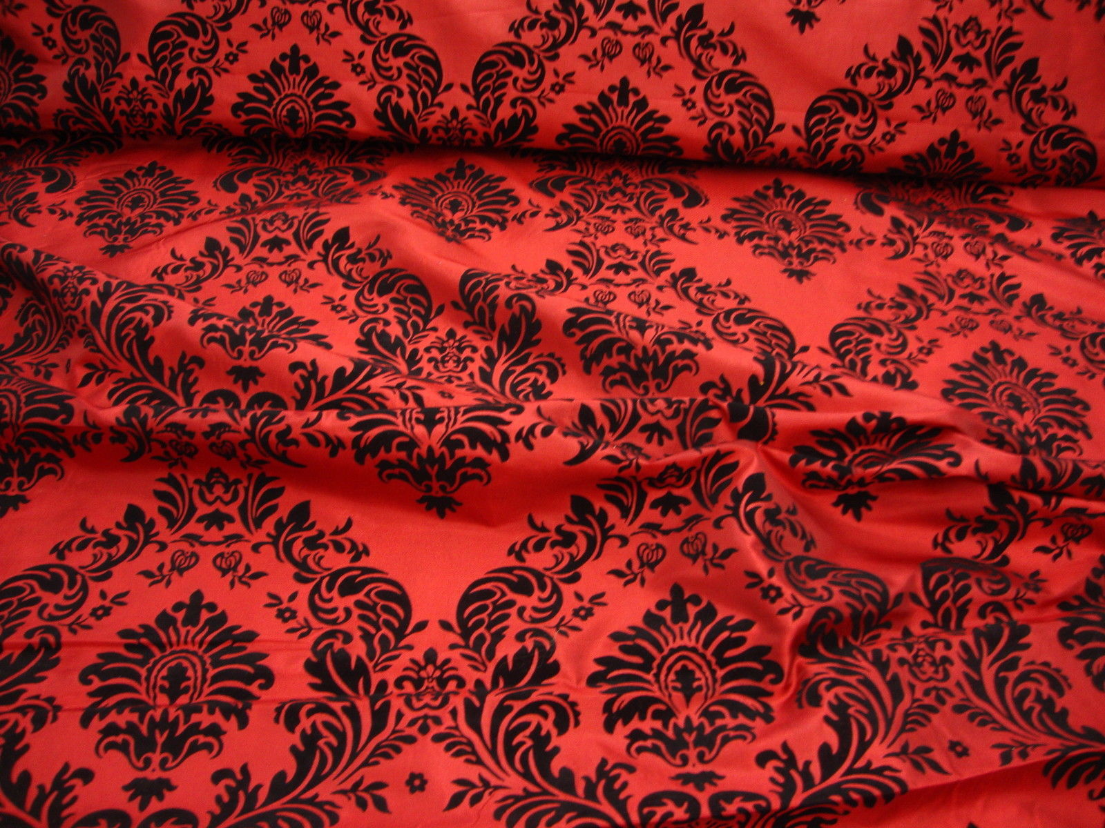 25ft Red Flocking Damask Aisle Runner Taffeta Fabric 58" Flocked Velvet Event