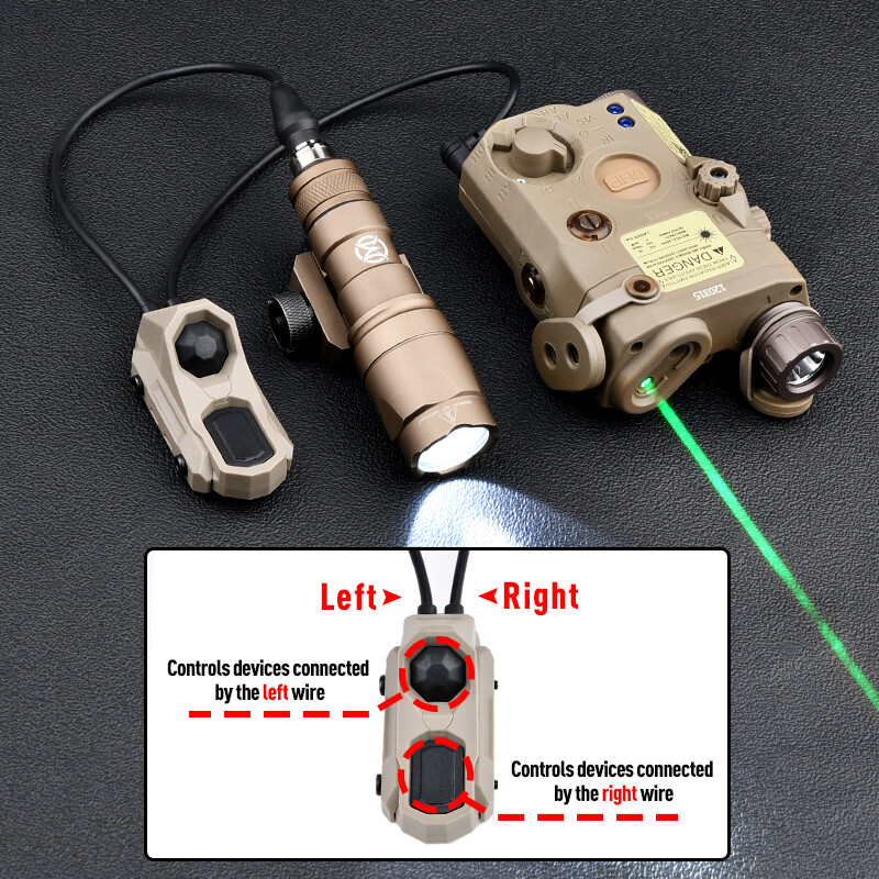 WADSN Tactical Flashlight Remote Dual Pressure Switch PEQ DBAL ModButton Control