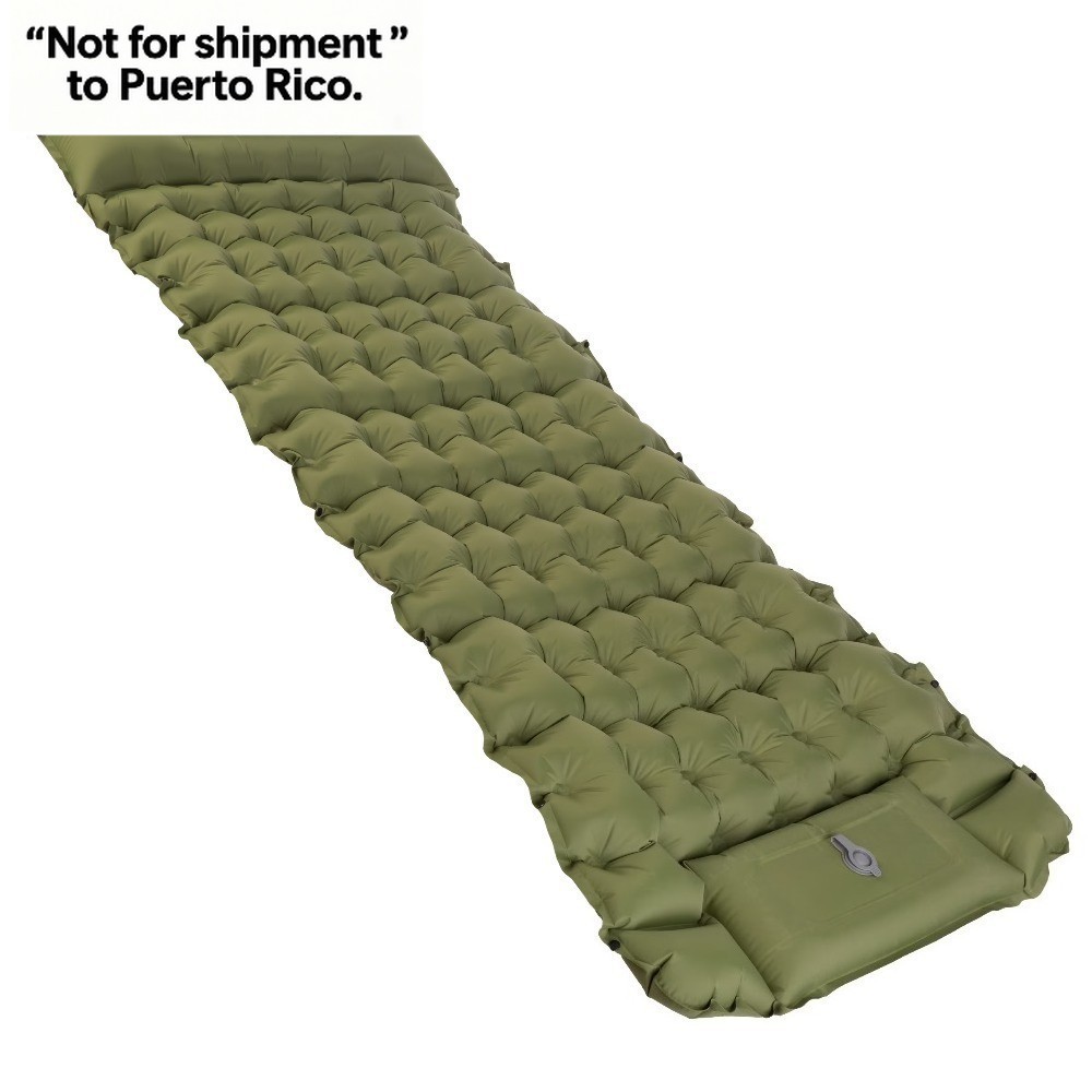 Outdoors Inflatable Sleeping Pad with Built-in Foot Pump, Olive