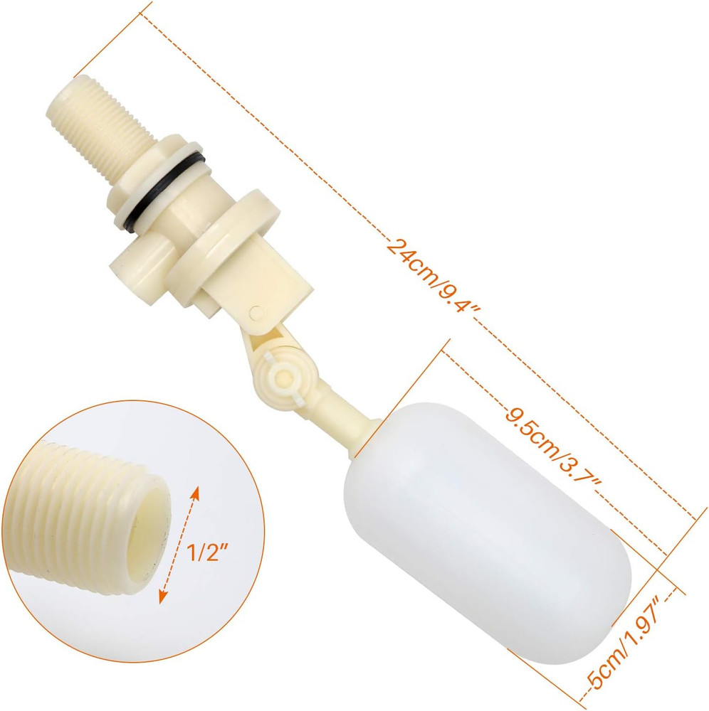 2 Pack Float Valve 1/2 Inch Water Float Ball Valve with Adjustable Arm Filter fo